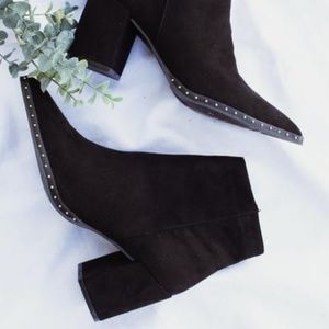 Qupid Black Suede Studded Booties